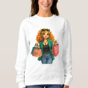 Sudadera Camiseta de Rosie Max Cartoon Girl – Naranja rizad