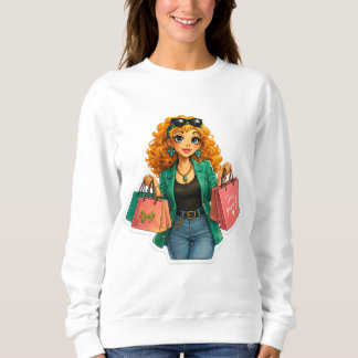 Sudadera Camiseta de Rosie Max Cartoon Girl – Naranja rizad