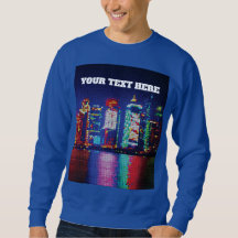 Camiseta de silueta urbana neón de arte pixelado r