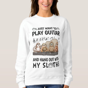 Sudadera Camiseta de Solo Quiero Tocar Guitarra Sloths Dive