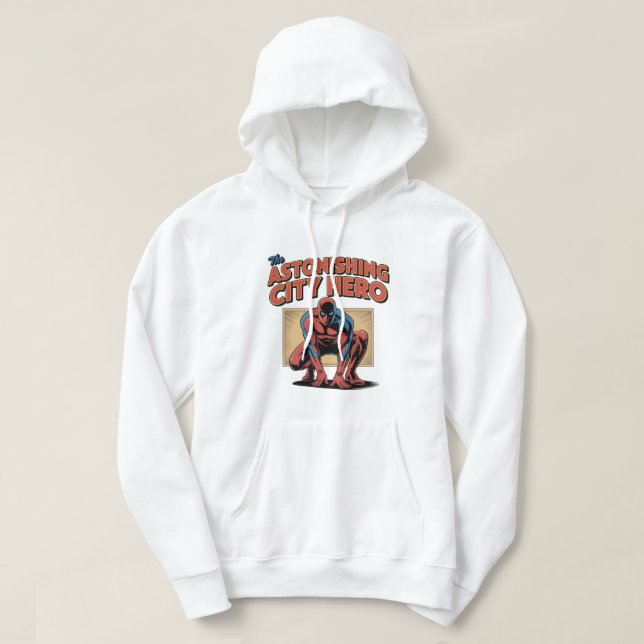 Sudadera Camiseta de superhéroe de cómic retro de la ciudad (Diseño del anverso)