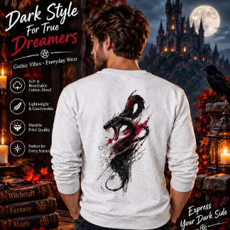 Sudadera Camiseta de terror Dark Dragon – Dragón rojo y neg