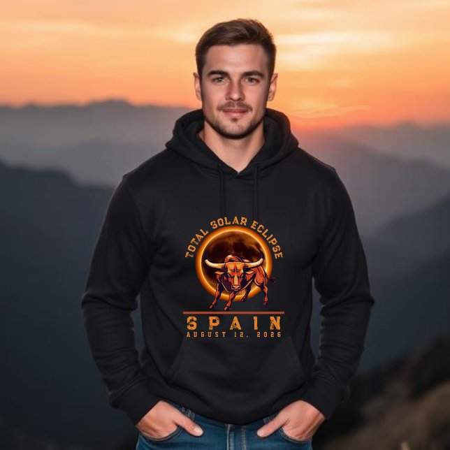 Sudadera Camiseta de toro del eclipse solar total - España  (Total Solar Eclipse- 2026 Spain with a Bull Hoodie )