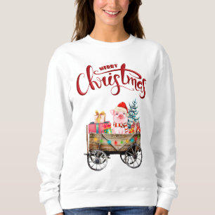 Sudadera Camiseta del cerdo de las Felices Navidad