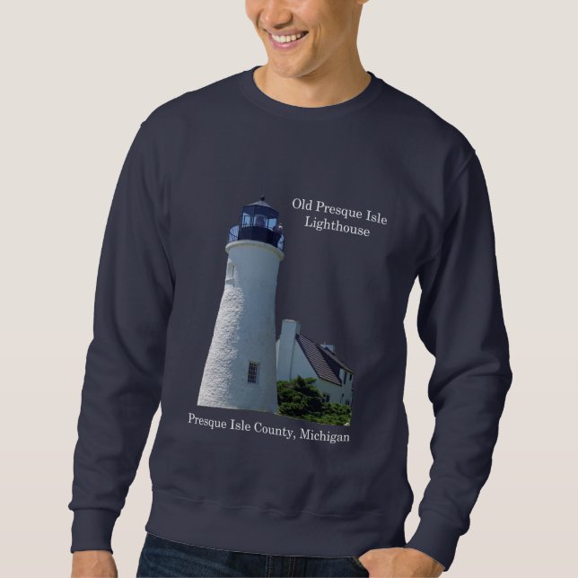 Sudadera camiseta del faro Old Presque Isle oscuro (Anverso)