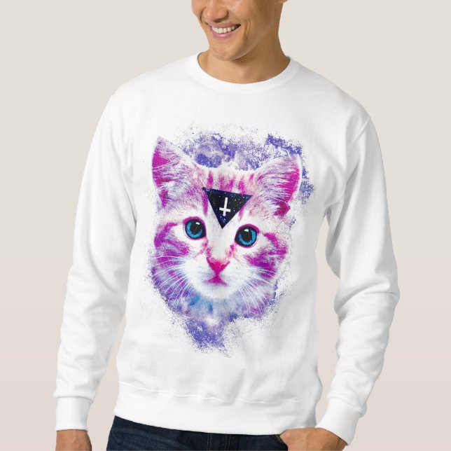 Sudadera Camiseta del gatito del espacio del triángulo (Anverso)
