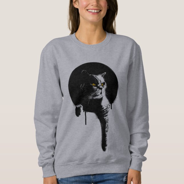 Sudadera Camiseta del gato de las mujeres: Plantilla "que (Anverso)