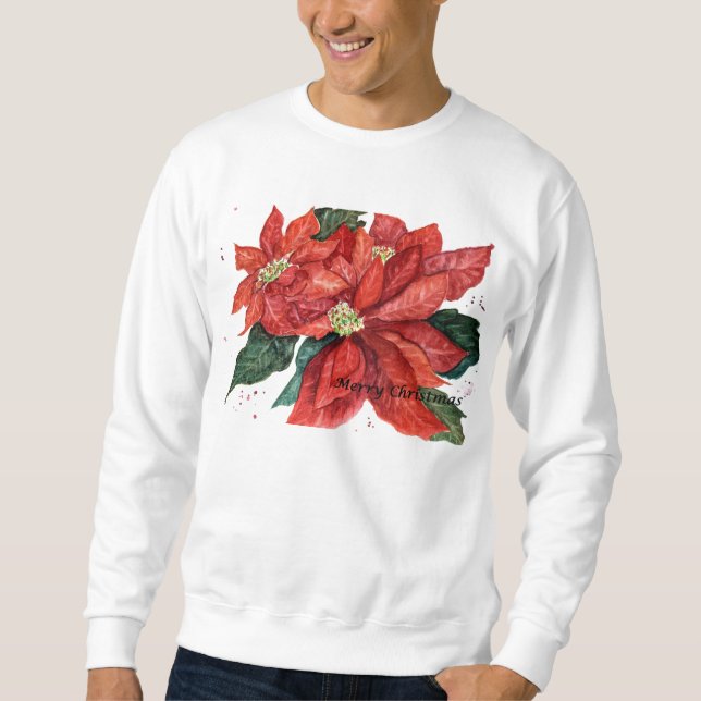 Sudadera Camiseta del navidad del Poinsettia (Anverso)