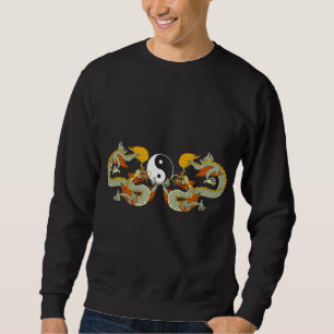Sudadera Camiseta del negro del dragón de Yin Yang