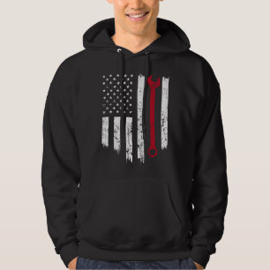 Sudadera Camiseta divertida de mecánico vintage con bandera