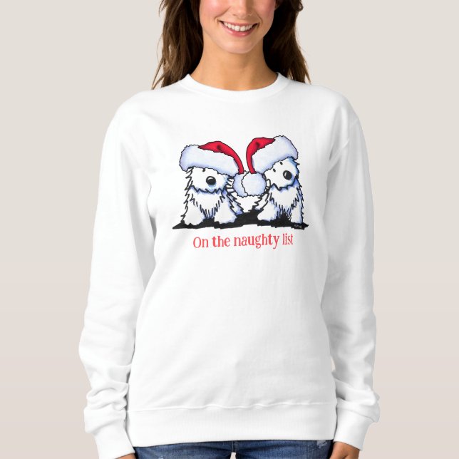 Sudadera Camiseta dúo de Westie en Navidad (Anverso)
