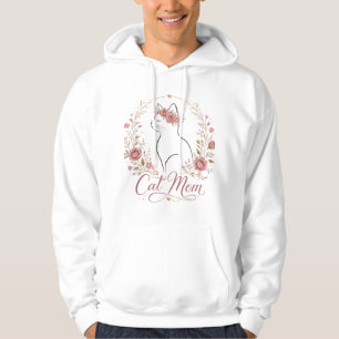 Sudadera Camiseta Elegante de Gata Mamá con Corona Floral