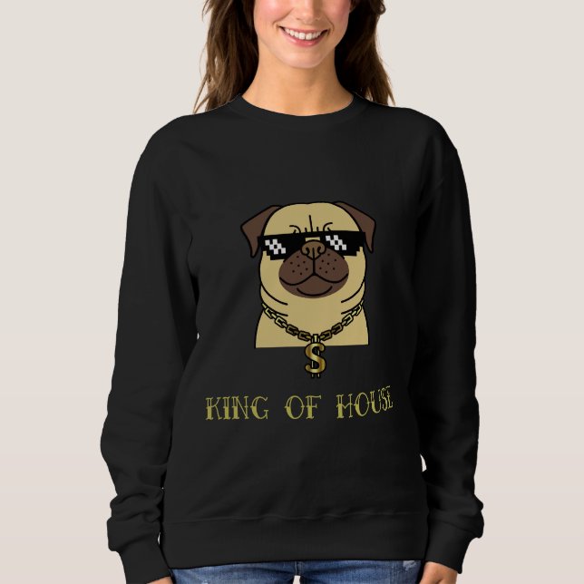 Sudadera Camiseta esencial 604 de Pug King of House (Anverso)