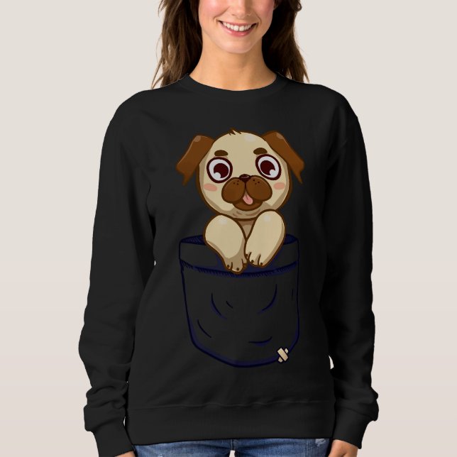 Sudadera Camiseta esencial de Pocket Cute Pug 948 (Anverso)