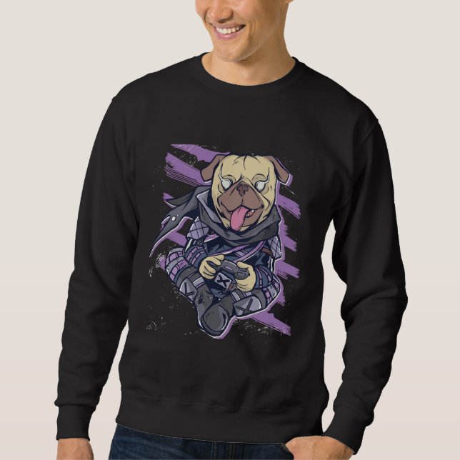 Sudadera Camiseta esencial Ninja Pug Gamer 4 (Anverso)