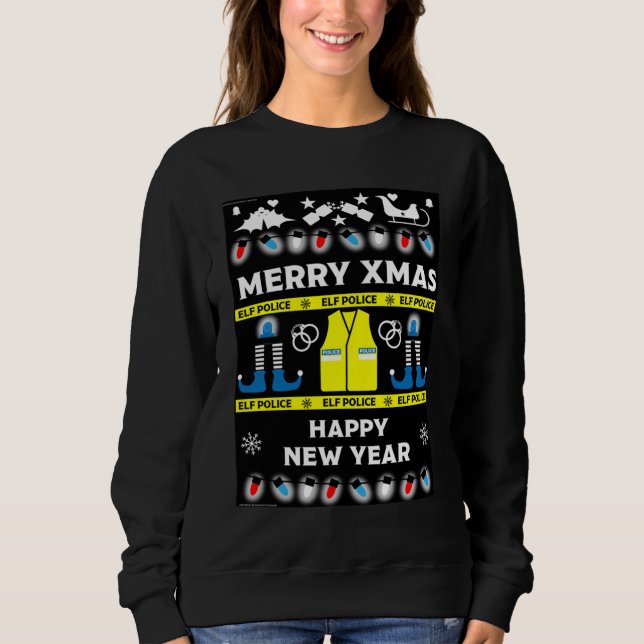 Sudadera camiseta fea de oficial de policía para navidad (Anverso)