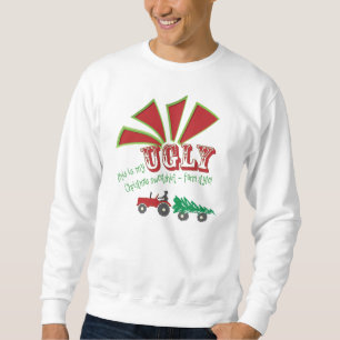 Sudadera Camiseta fea del navidad del tractor rojo o verde