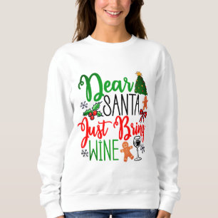 Sudadera Camiseta festiva pidiendo vino a Santa Claus