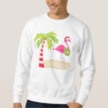 Camiseta Flamingo de árbol tropical de Navidad