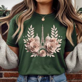 Sudadera Camiseta floral elegante de París con recorte de p