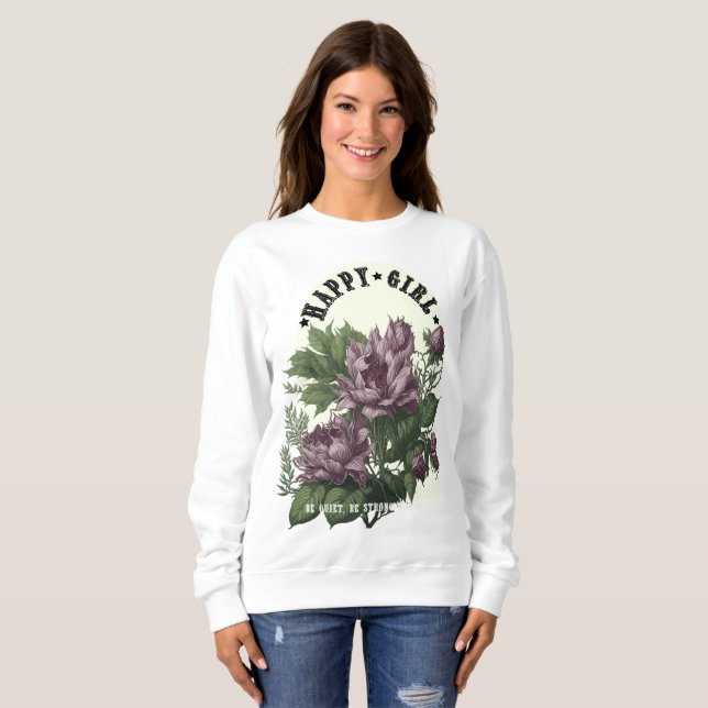 Sudadera Camiseta floral feliz Chica (Anverso completo)