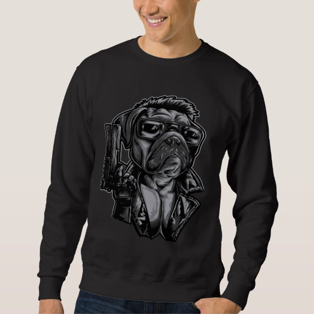 Sudadera Camiseta Gangster Pug Classic 124 (Anverso)