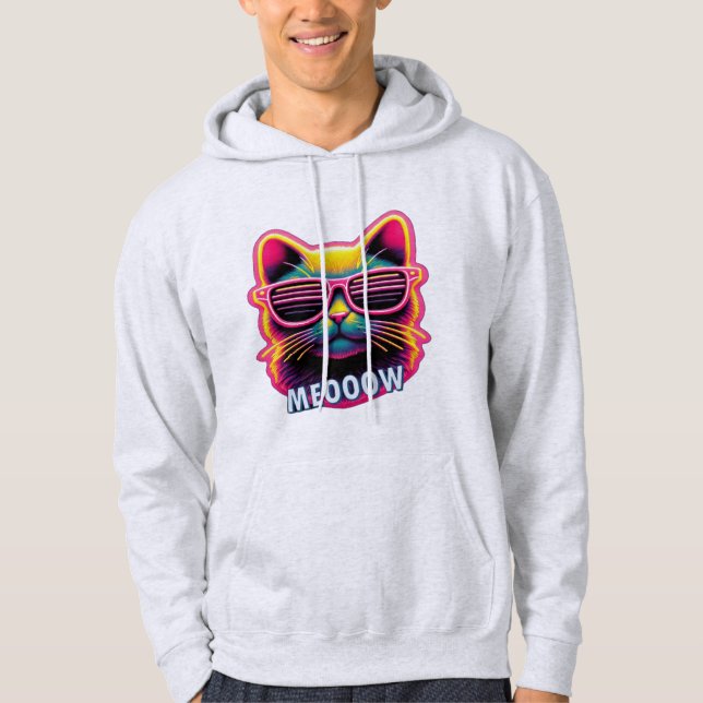 Sudadera Camiseta Gato Maúlla con gafas de sol (Anverso)