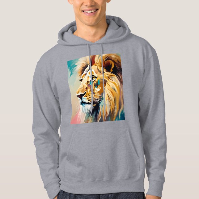 Sudadera Camiseta gráfica de león de estilo real salvaje (Anverso)