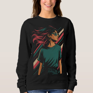 Sudadera Camiseta Gráfica de Mujer con Estilo Retro de los