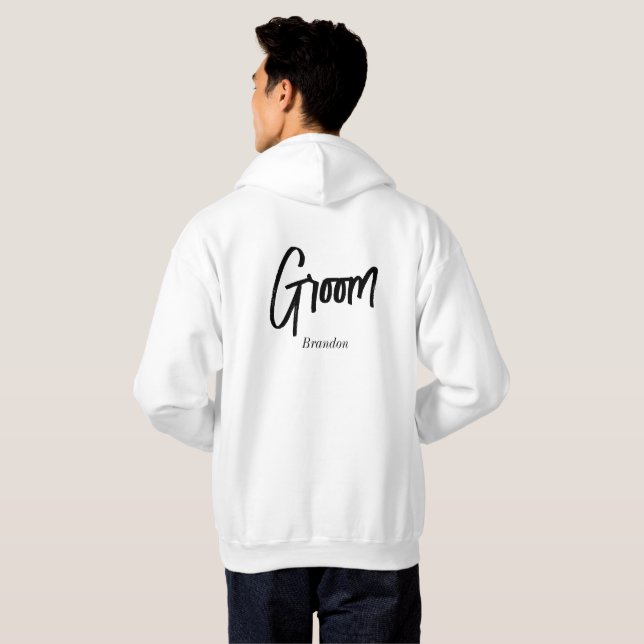 Sudadera Camiseta Groom Boda Black Script (Reverso completo)