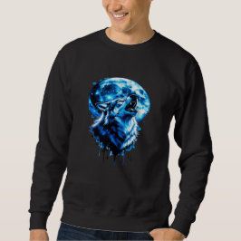 Sudadera Camiseta Howling Moon Wolf Tattoo Tee — Blue Ink D