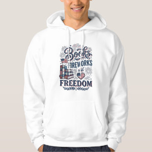 Sudadera Camiseta Lector Patriótico Libros Fuegos Artificia