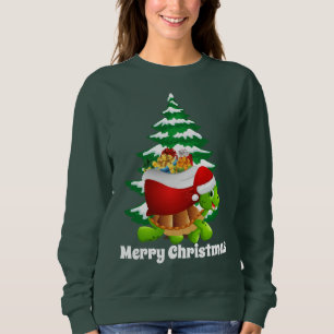 Sudadera Camiseta linda de la tortuga de Santa del navidad
