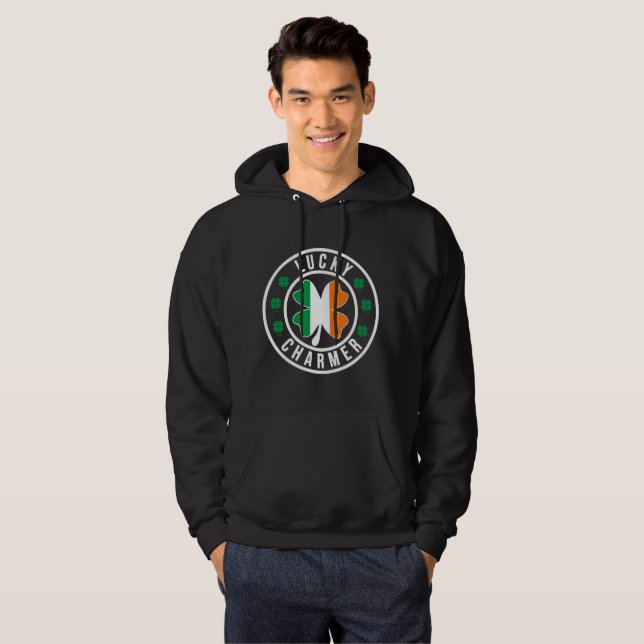 Sudadera Camiseta Lucky Charmer Bandera Irlandesa Trébol (Anverso completo)