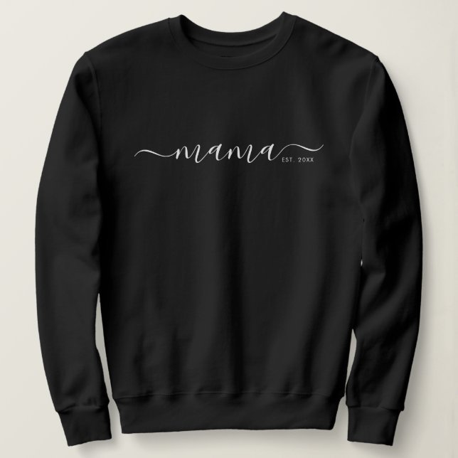 Sudadera Camiseta Mama con Letra Negra Establecida (Anverso del diseño)