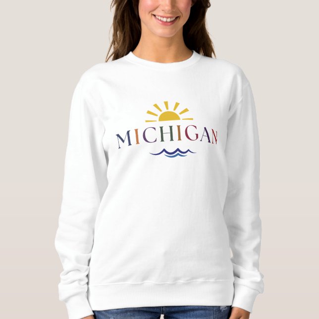 Sudadera Camiseta Michigan Rainbow Text (Anverso)