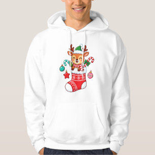 Sudadera Camiseta navideña de reno Kawaii en calcetín