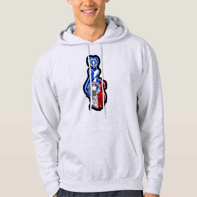 Sudadera Camiseta negra con corazón de dedo de CNMI (Anverso)