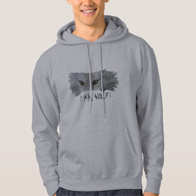 Sudadera Camiseta o capucha GRIS WOLF EYES Hoodie (Anverso)