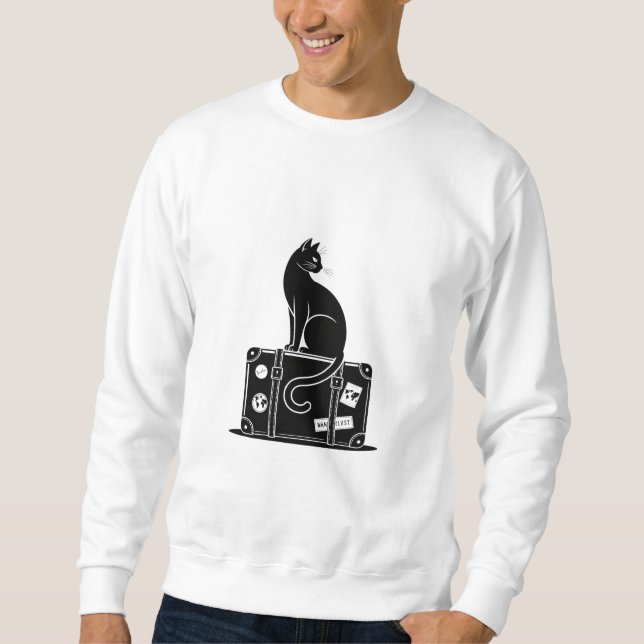 Sudadera Camiseta para gatos de viaje minimalista (Anverso)