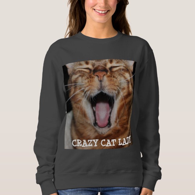 Sudadera Camiseta para mujer "SEÑORA LOCA del gato de (Anverso)