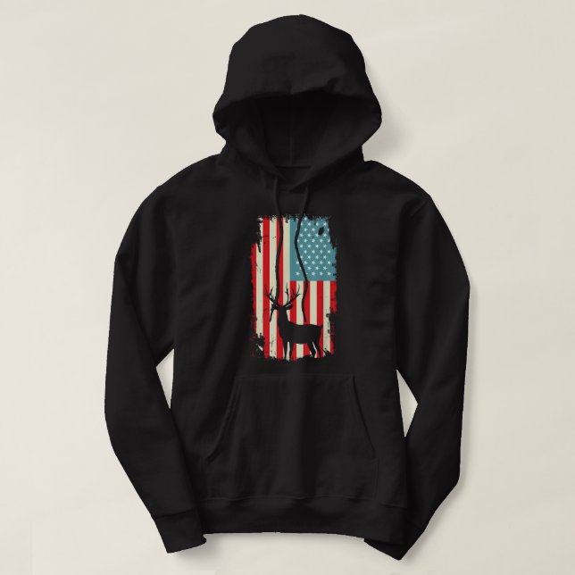 Sudadera Camiseta Patriótica de la caza de venados norteame (Diseño del anverso)