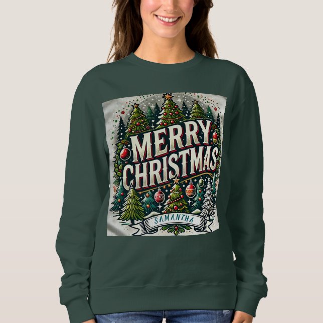 Sudadera Camiseta Personalizable de Feliz Navidad - Agrega  (Anverso)