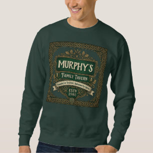 Sudadera Camiseta personalizada de pub irlandés verde famil