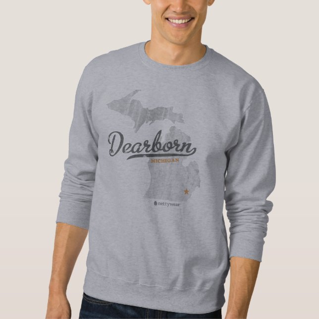 Sudadera Camiseta retra del mapa de Dearborn Michigan (Anverso)