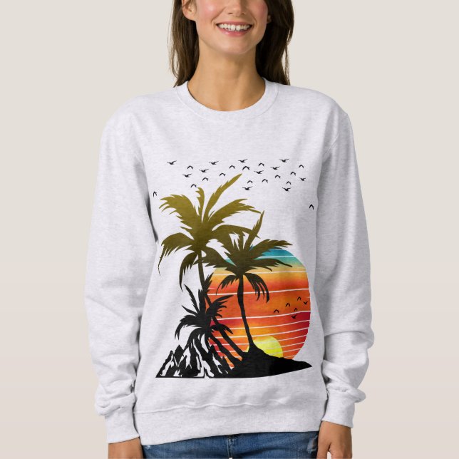 Sudadera Camiseta Retro Palm Trees Mountain Sunset T-Shirt (Anverso)