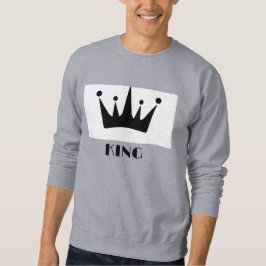 Sudadera Camiseta Rey Texto Negro Corona Imagen Gris Básica