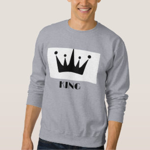 Sudadera Camiseta Rey Texto Negro Corona Imagen Gris Básica