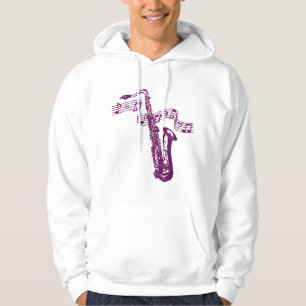 Sudadera Camiseta - Saxofón y notas moradas geniales