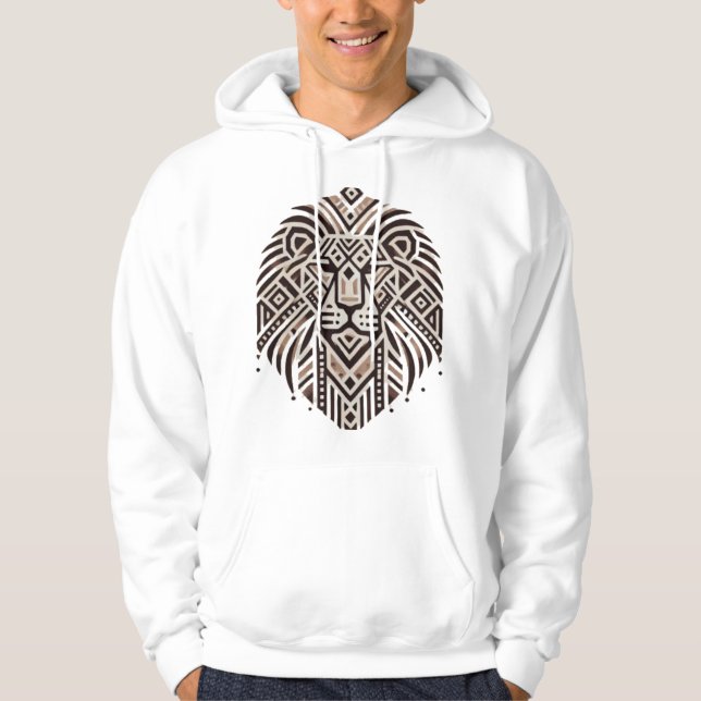 Sudadera "Camiseta Tribal Geométrica de León Art" (Anverso)